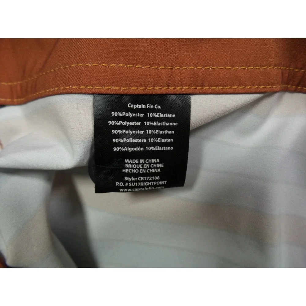 Captain‎ Fin Shorts Mens Size 32 Orange Blue Striped Stretch Boardshorts NWT